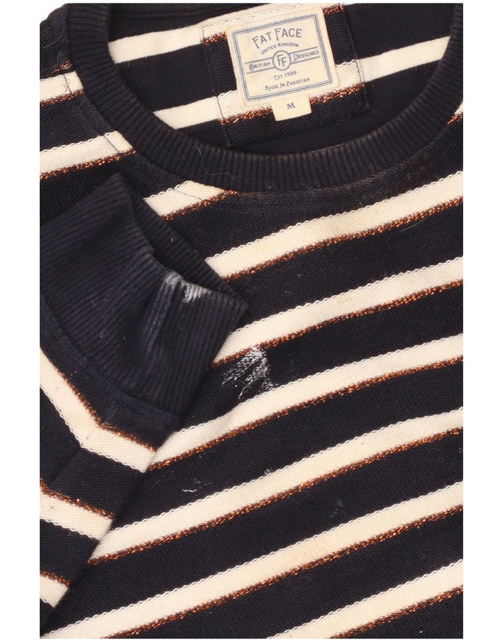 Fat Face Dame Sweatshirt Jumper UK 14 Medium Navy Blue Stribet Nautical