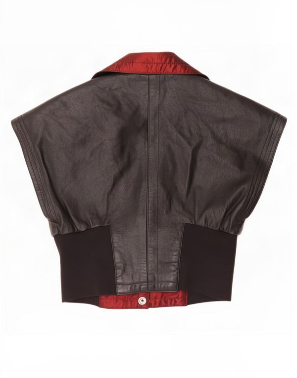 Joslyn Clarke Womens Crop Leather Gilet IT 42 Medium Black