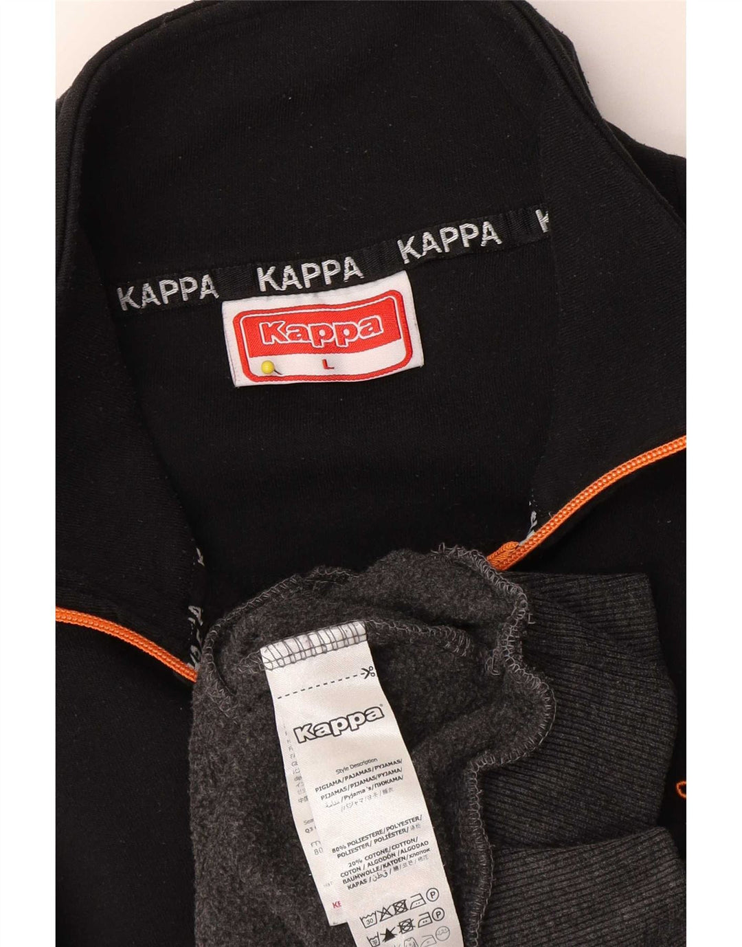 Kappa herre lynlås hals fleece jumper stor grå farveblok polyester