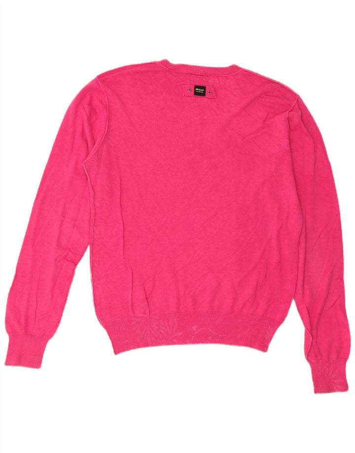 Blauer Dame V-hals sweater UK 14 Medium Pink Bomuld