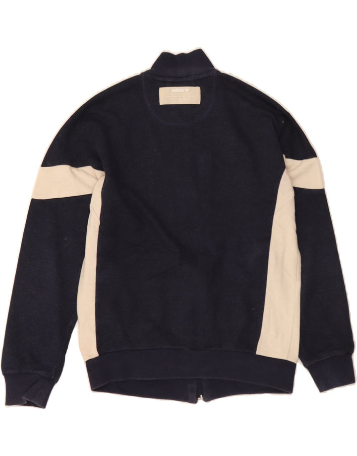 ADIDAS Boys Tracksuit Top Jacket 9-10 Years Navy Blue Colourblock Cotton Vintage Adidas and Second-Hand Adidas from Messina Hembry 