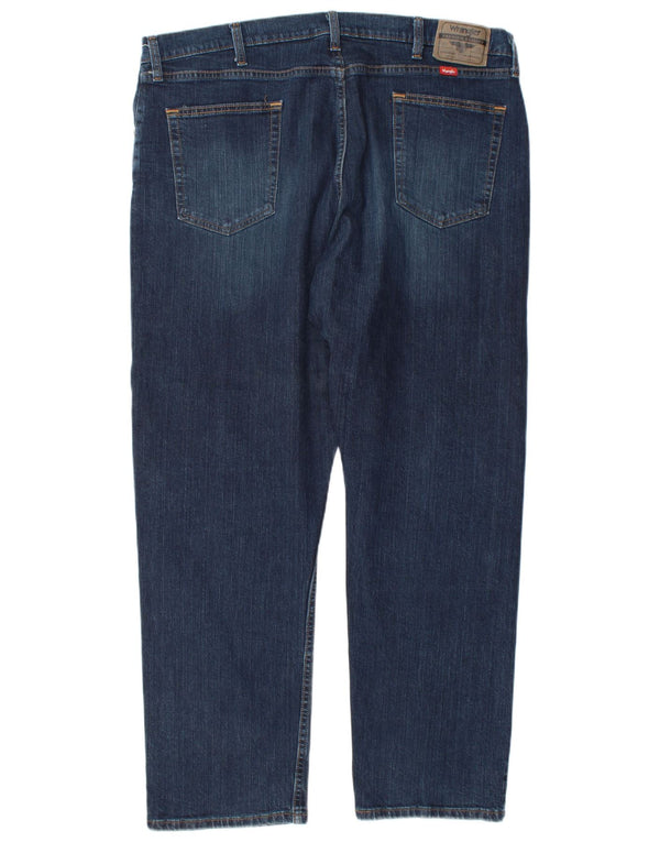Wrangler Mens Relaxed Fit Straight Jeans W40 L30 Navy Blue Cotton
