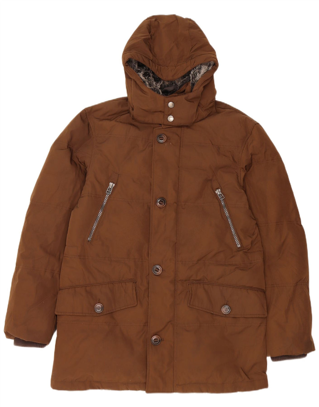 Marks & Spencer Herre Blue Harbor Polstret hættejakke UK 38 Medium Brown