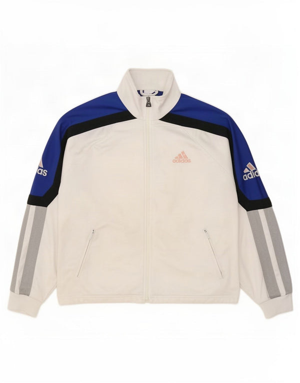 Adidas Herre grafisk træningsdragt Topjakke UK 38/40 Medium White Colourblock