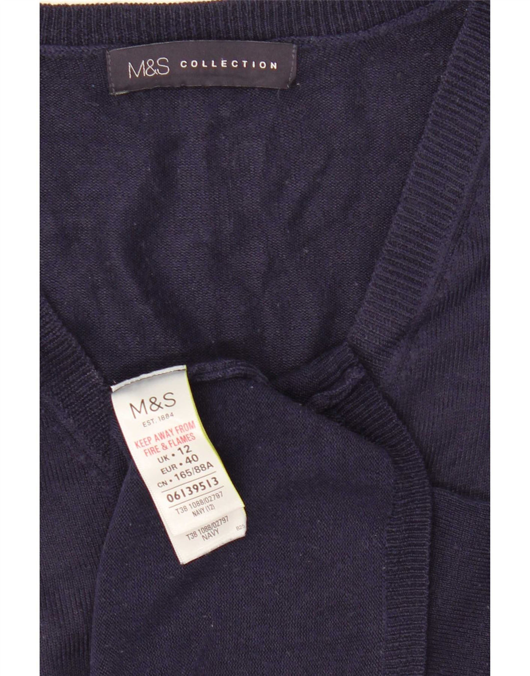 Marks & Spencer Dame V-hals sweater UK 12 Medium Navy Blue
