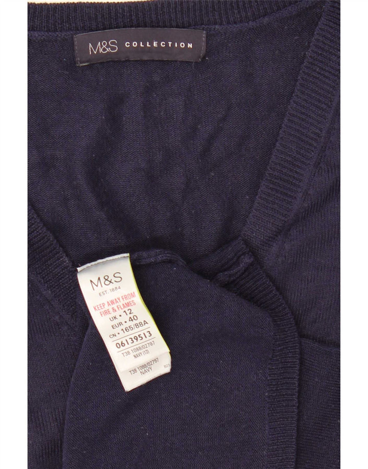 Marks & Spencer Dame V-hals sweater UK 12 Medium Navy Blue