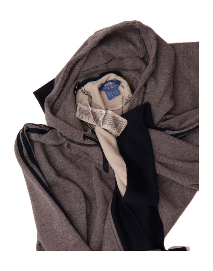 ADIDAS Mens Zip Neck Hoodie Jumper Medium Grey Polyester Vintage Adidas and Second-Hand Adidas from Messina Hembry 