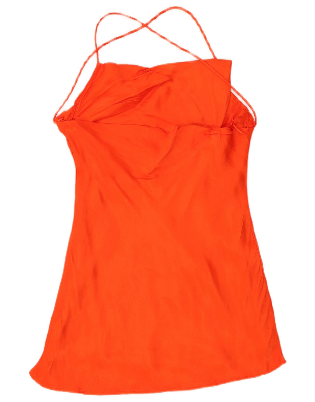 Zara Dame Halter Top UK 10 Small Orange Viscose