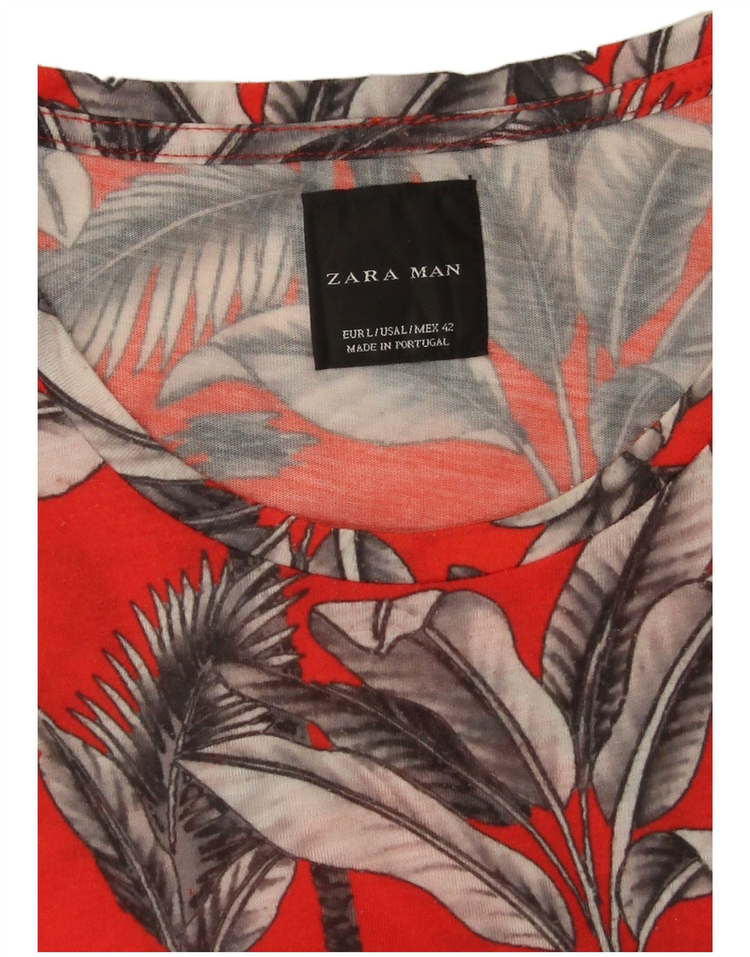 Zara Herre T-Shirt Top Stor Rød Blomster