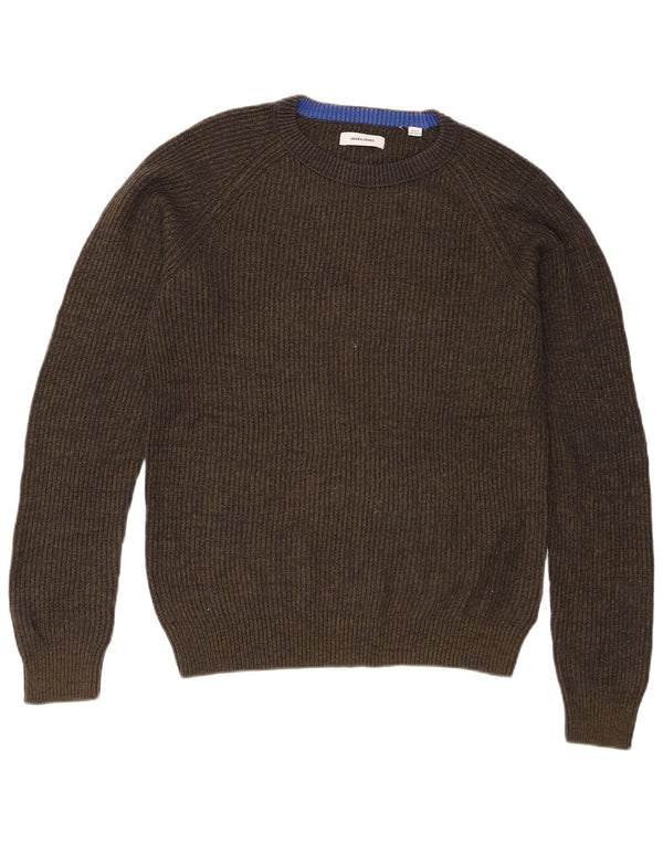 Jack & Jones Herre Regular Fit Crew Neck Jumper Sweater Medium Green Flecked