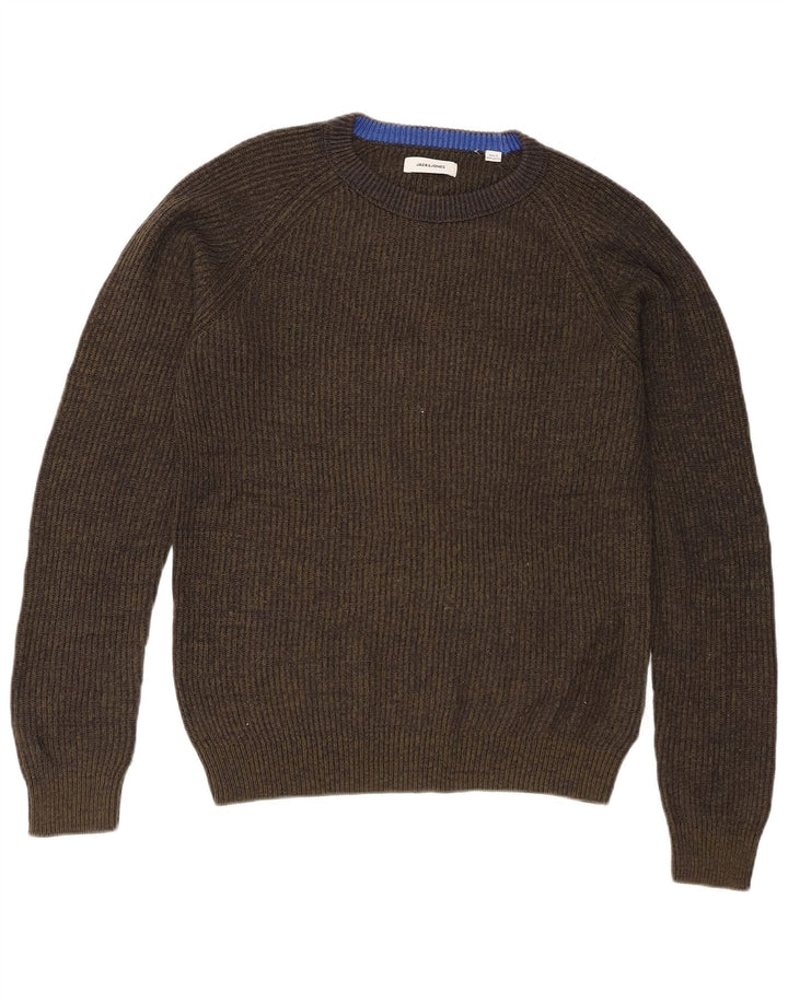 Jack & Jones Herre Regular Fit Crew Neck Jumper Sweater Medium Green Flecked