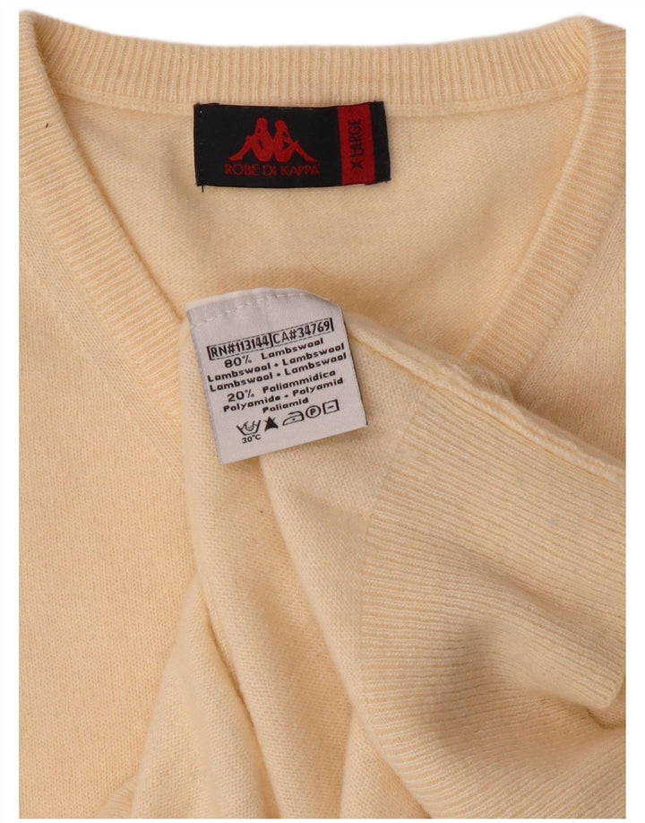 Kappa Herre V-hals sweater XL Off White lammeuld