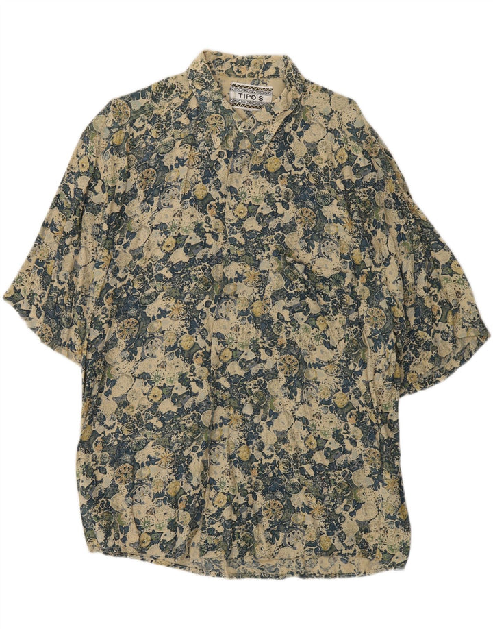 TIPO' S Mens Abstract Pattern Short Sleeve Shirt XL Green Rayon Vintage Tipo' S and Second-Hand Tipo' S from Messina Hembry 
