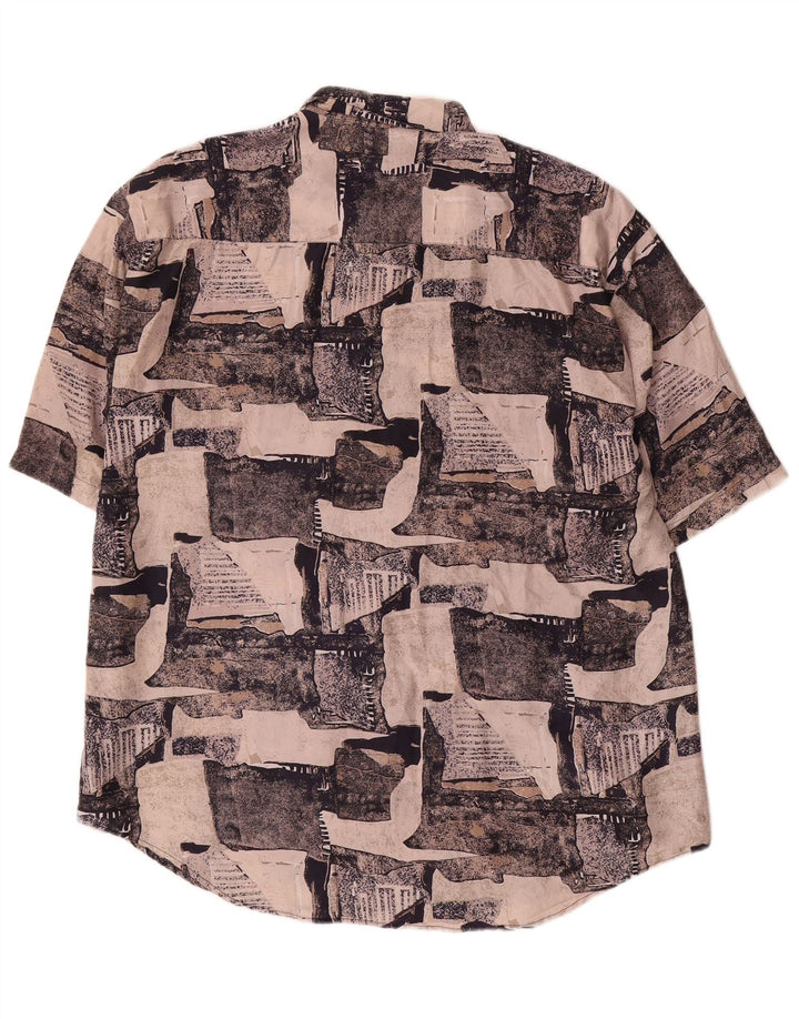 Laurent Kortærmet Herreskjorte XL Flerfarvet Patchwork Silke
