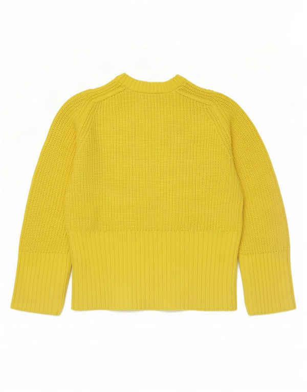 Zara Dame Oversized Crew Neck Jumper Sweater UK 6 XS Gul Akryl