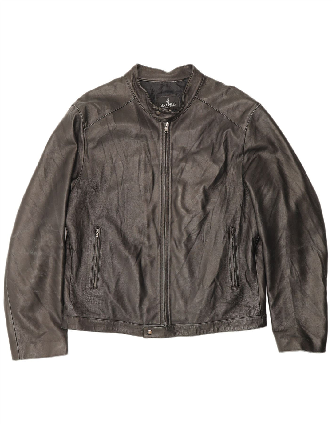 Vintage dame lynlås læderjakke IT 54 2XL brunt læder