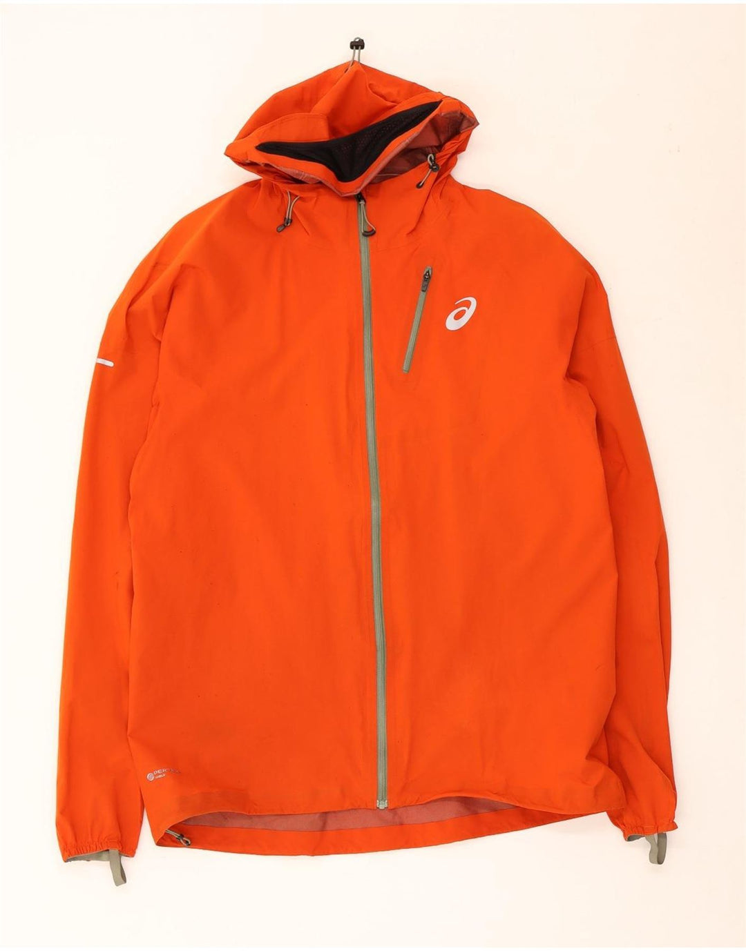 Asics Regnjakke med hætte til mænd UK 38 Medium Orange Nylon