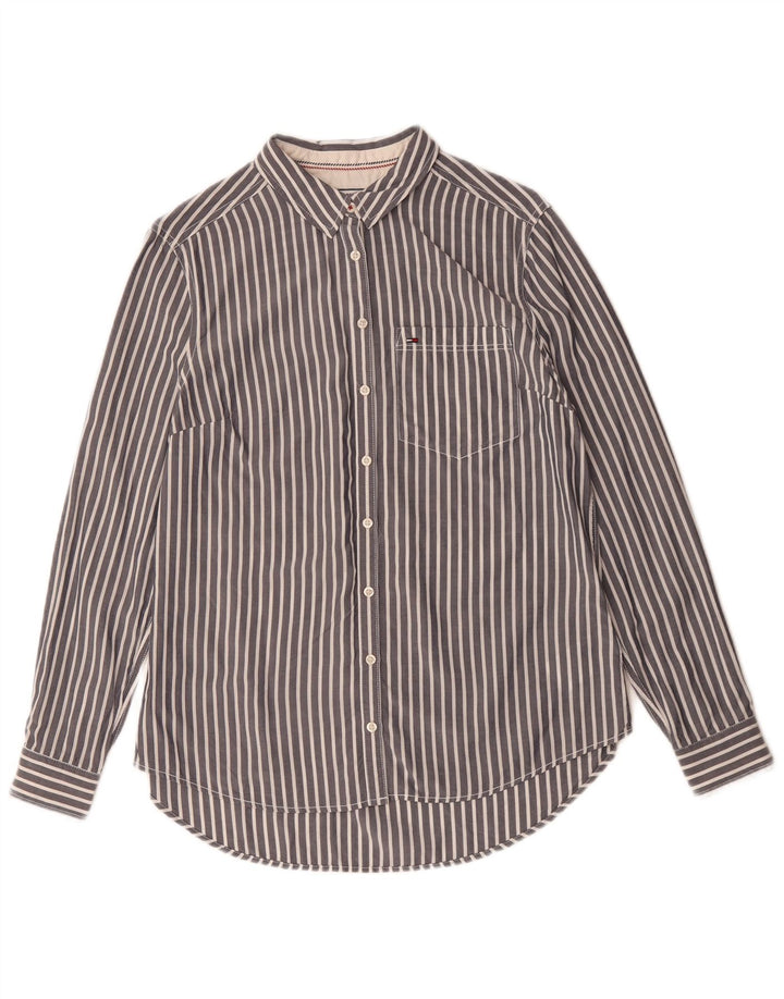Tommy Hilfiger Dameskjorte UK 14 Medium Grå Stribet Bomuld