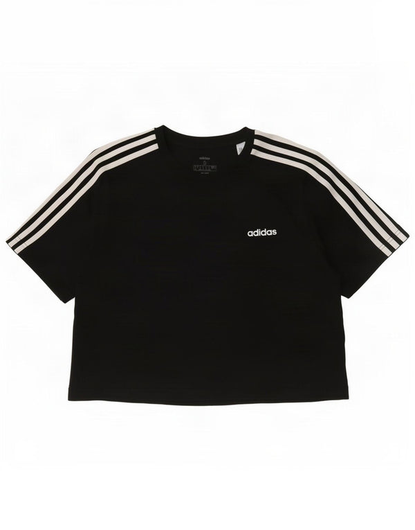 Adidas Dame Crop Graphic T-Shirt Top UK 8/10 Small Black Bomuld