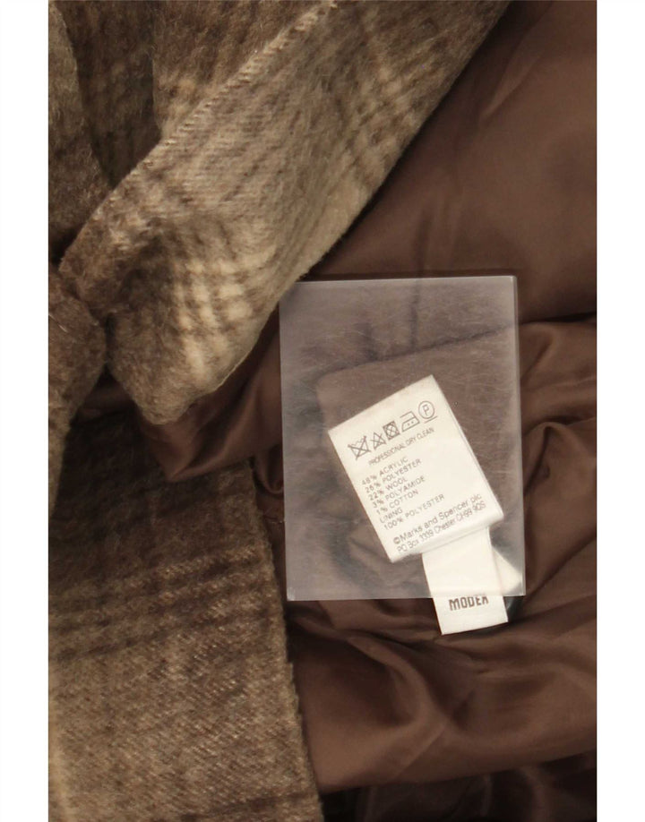Marks & Spencer overfrakke til kvinder UK 18 XL brun ternet akryl
