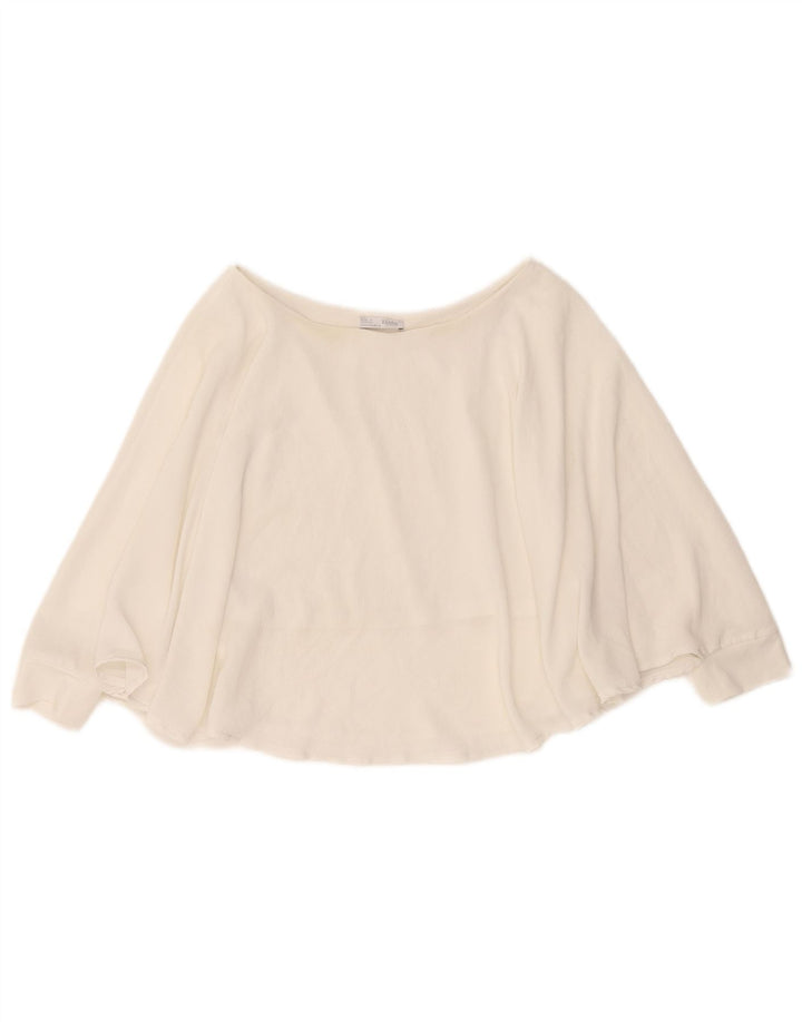 Zara Dame Ærmeløs Poncho Bluse Top UK 10 Small White