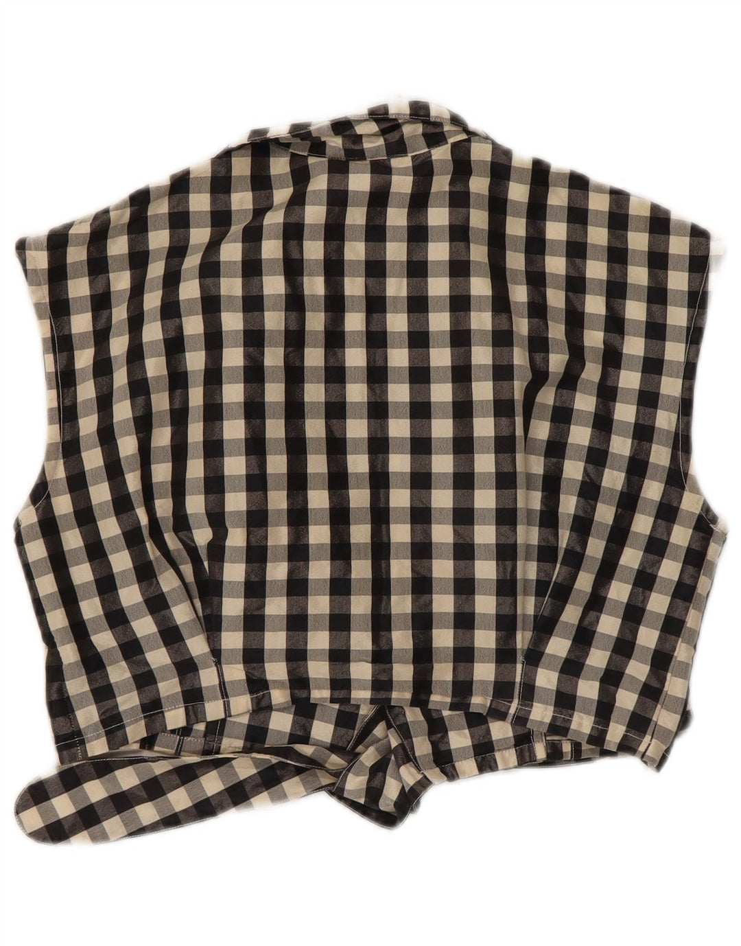 Vintage Womens Crop ærmeløs skjorte bluse IT 42 Medium Black Gingham
