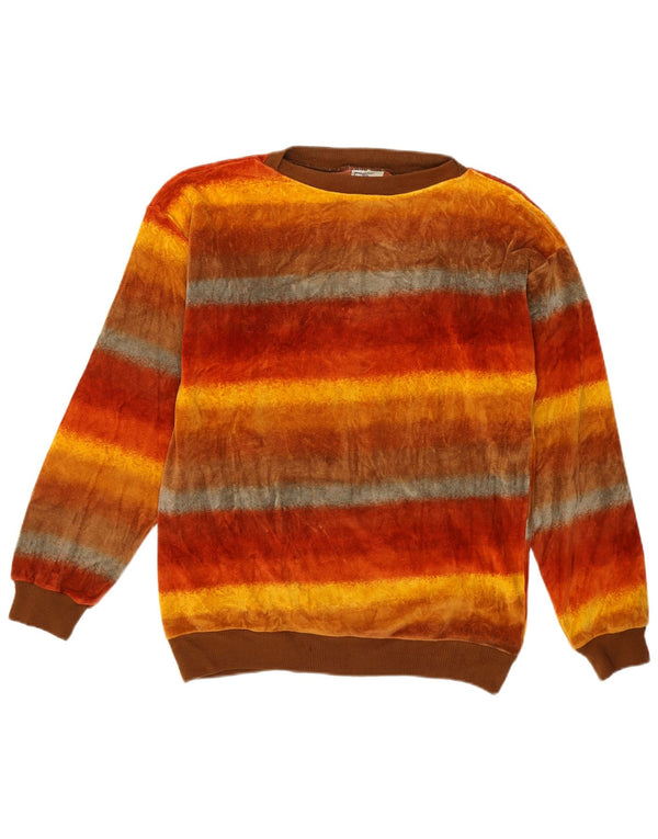 Vintage Dame Velvet Sweatshirt Jumper UK 14 Medium Flerfarvet Stribet