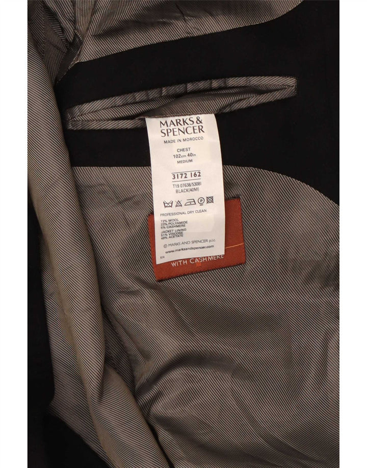 Marks & Spencer Herre 3-knaps blazerjakke UK 38 Medium Sort Uld