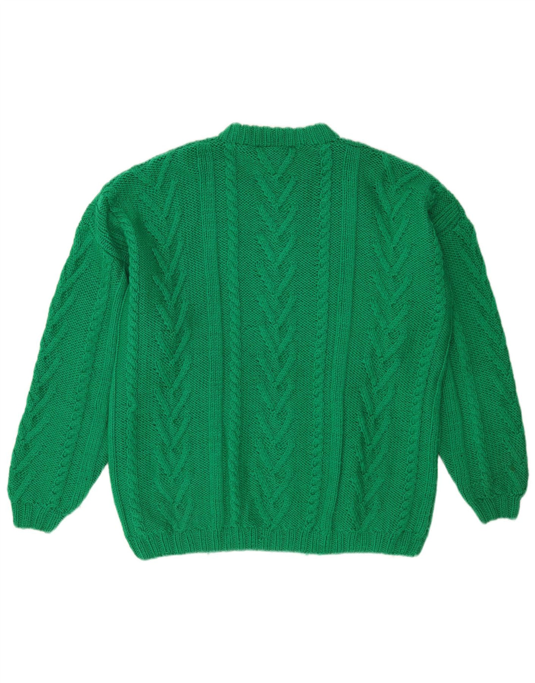 Vintage herre sweater med rund hals, stor grøn