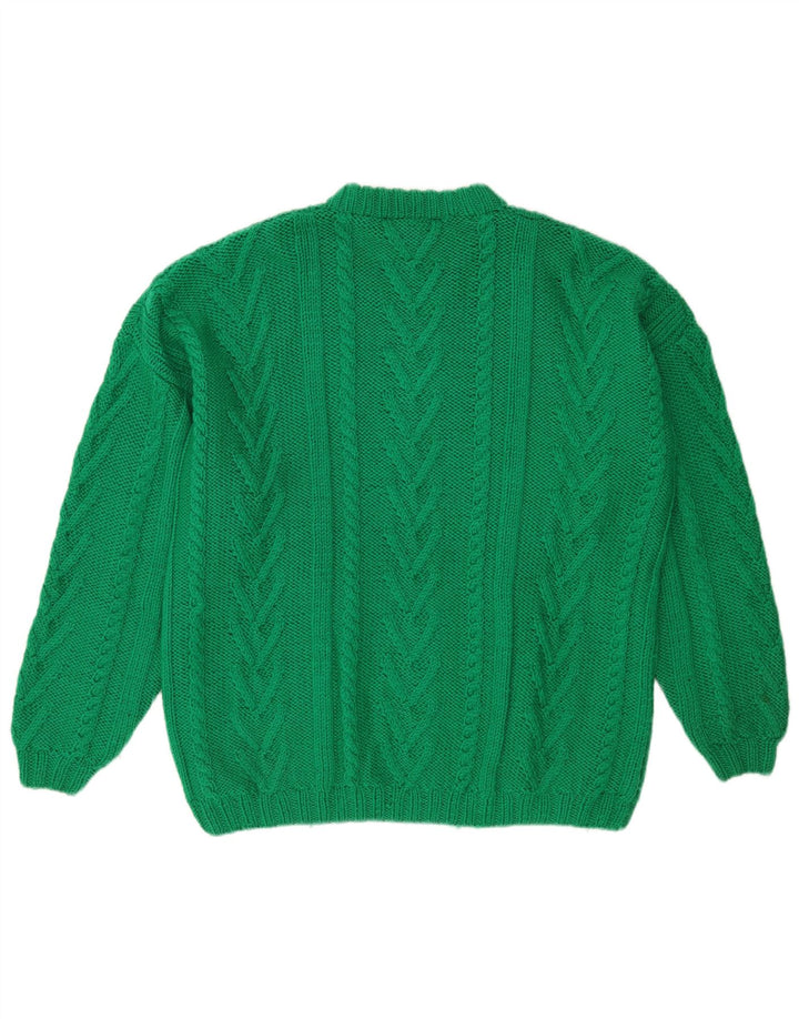 Vintage herre sweater med rund hals, stor grøn