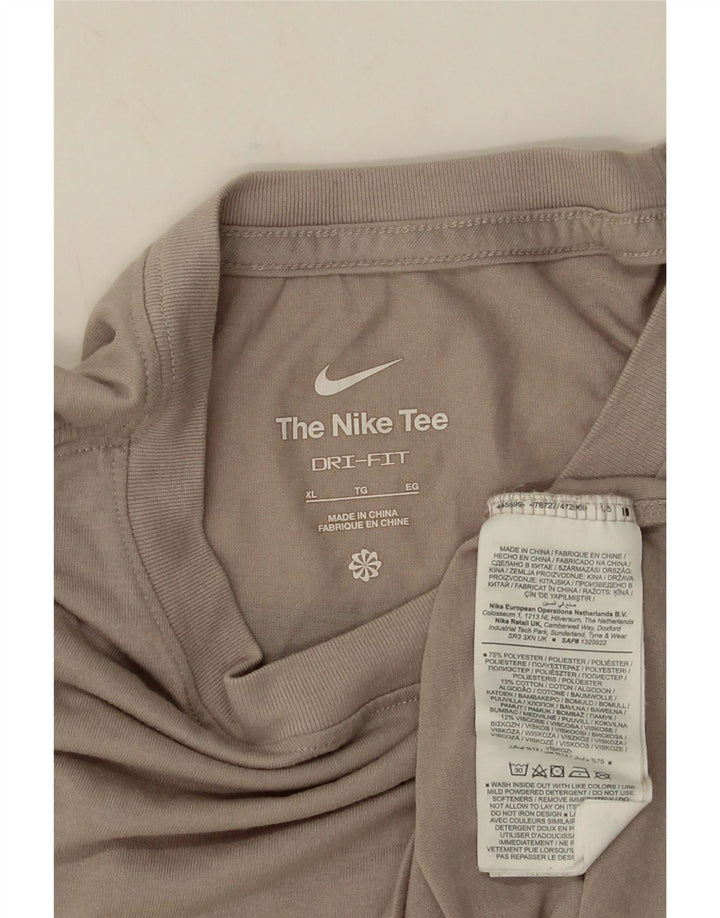 Nike Herre Dri Fit Grafisk T-Shirt Top XL Grå Polyester