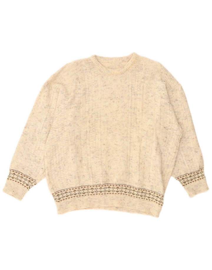Vintage dame sweater med rund hals DK 20 2XL Beige Flecked