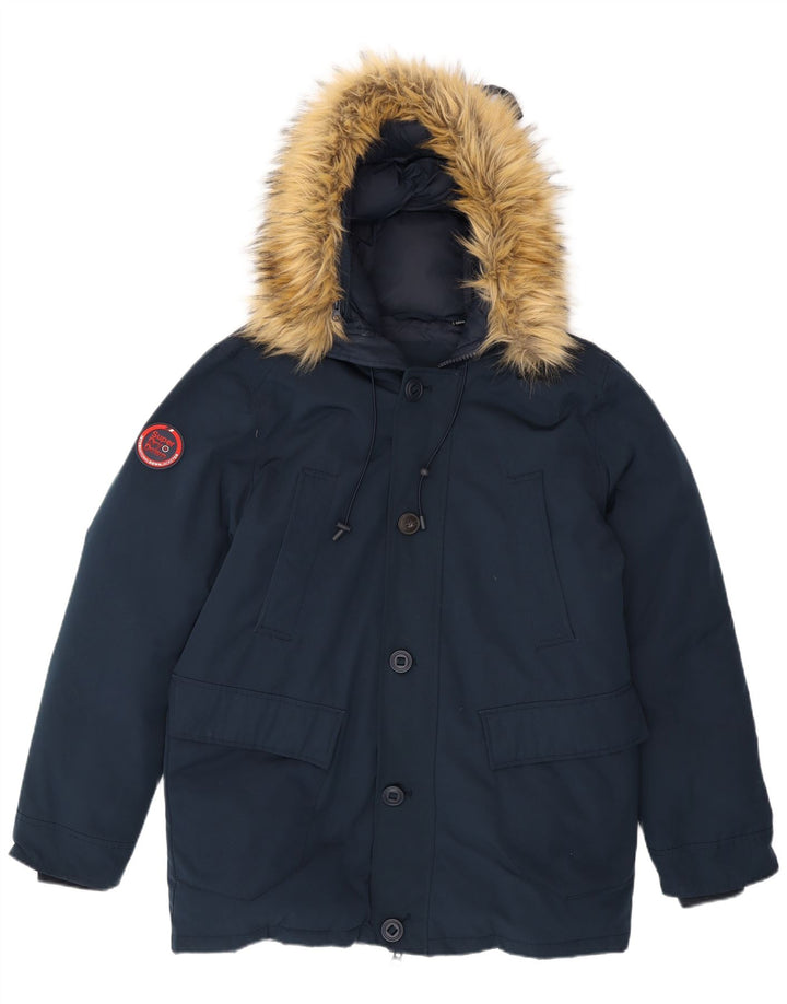 Superdry Polstret hættejakke til mænd UK 42 XL Navyblå polyester
