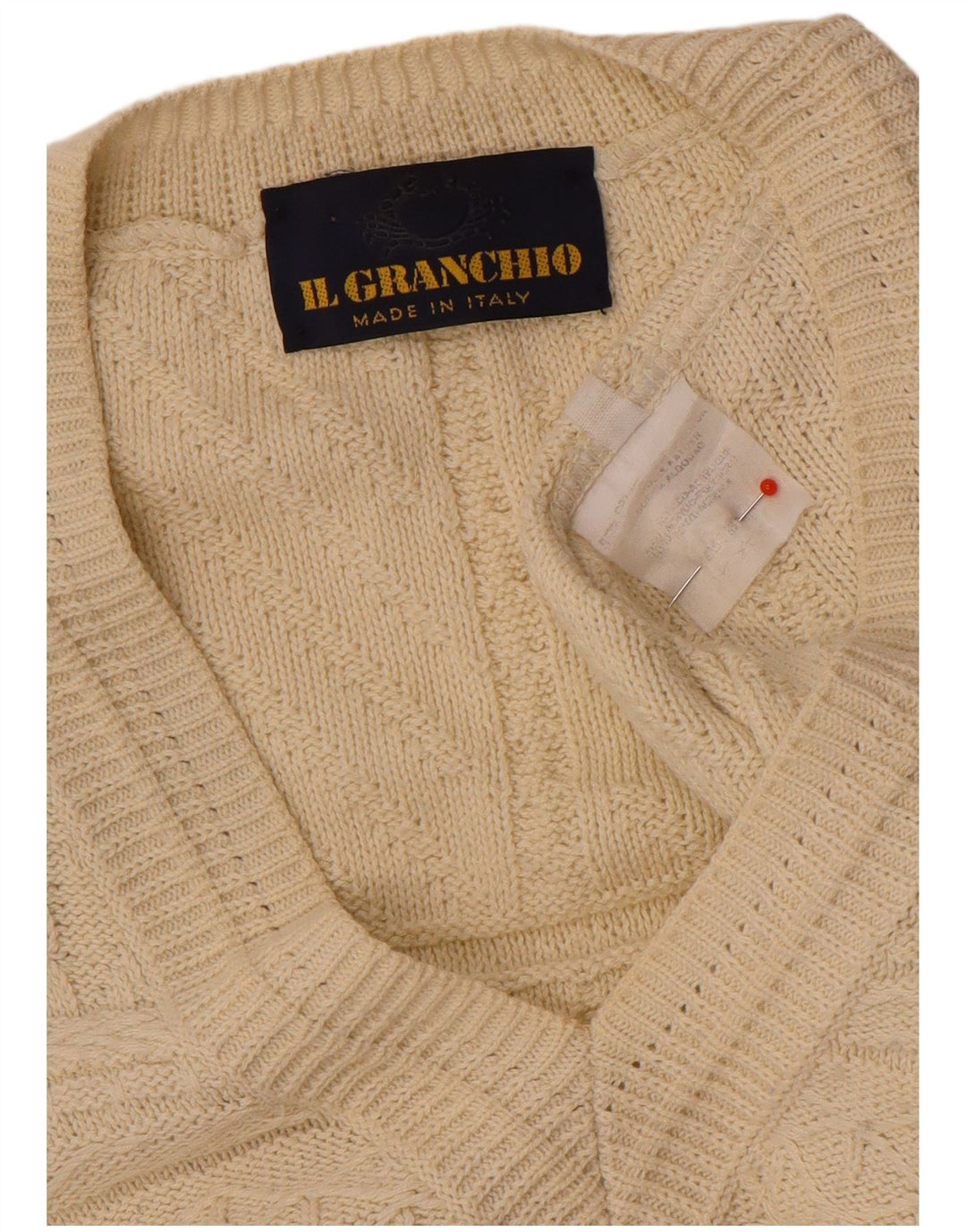 Il Granchio Herre V-hals sweater Stor Beige Geometrisk