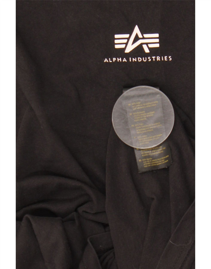 Alpha Industries Herre T-Shirt Top Medium Sort Bomuld