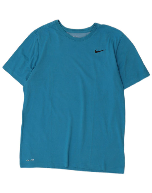 Nike Herre Dri Fit T-Shirt Top Stor Blå Bomuld