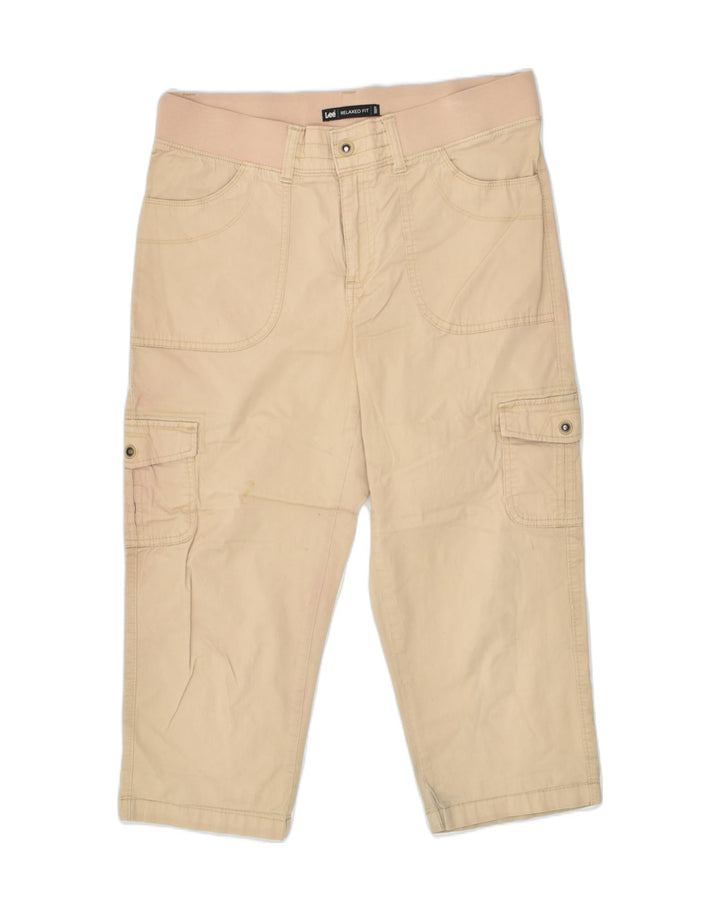 LEE Womens Relaxed Fit Capri Cargo Trousers US 10  W32 L21 Beige Cotton | Vintage Lee | Thrift | Second-Hand Lee | Used Clothing | Messina Hembry 