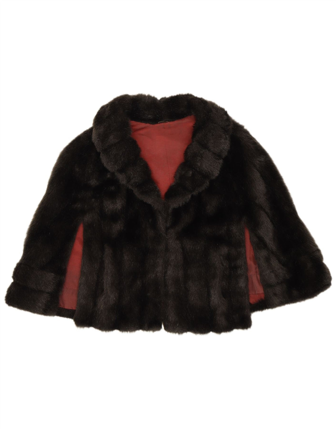 VINTAGE Dame imiteret Pels Poncho Bolero Jakke One Size Sort