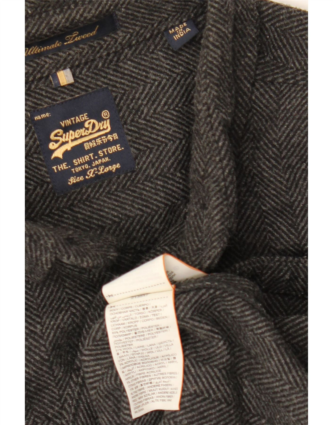 SUPERDRY Flannelskjorte til mænd XL Grå sildebenspolyester