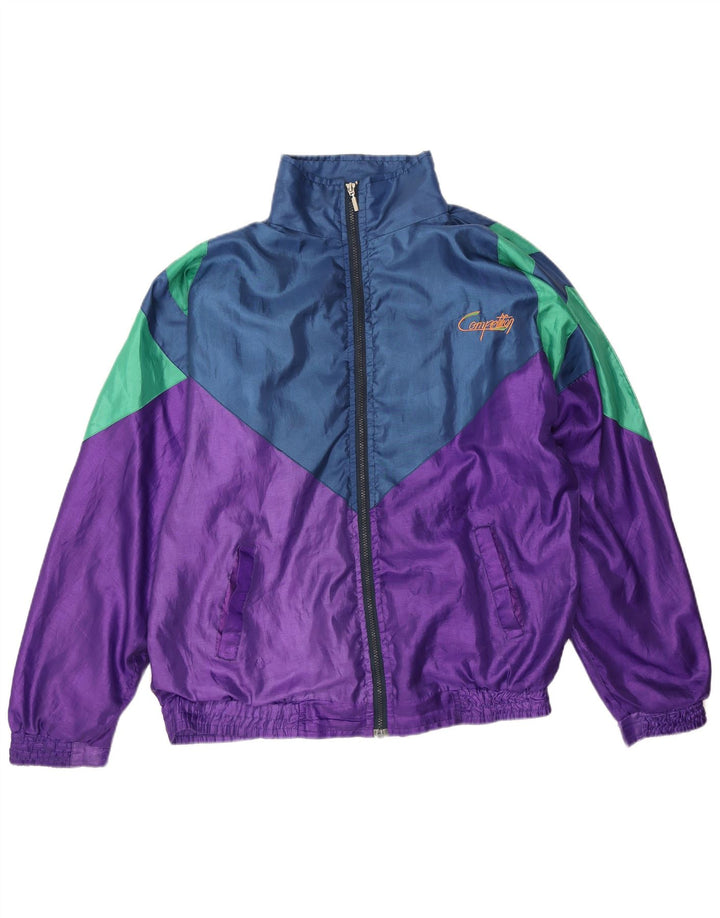 Vintage træningsdragt til mænd Topjakke Stor lilla Colourblock Nylon