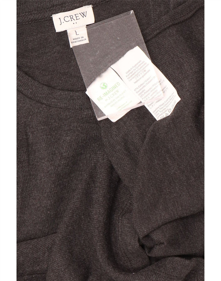 J. CREW Dame T-Shirt Top UK 14 Stor Grå Bomuld