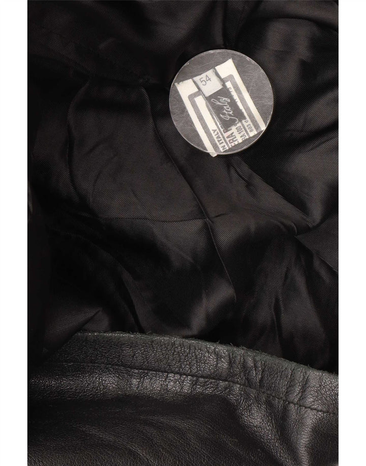 Vintage Herre Læderjakke IT 54 2XL Sort Læder