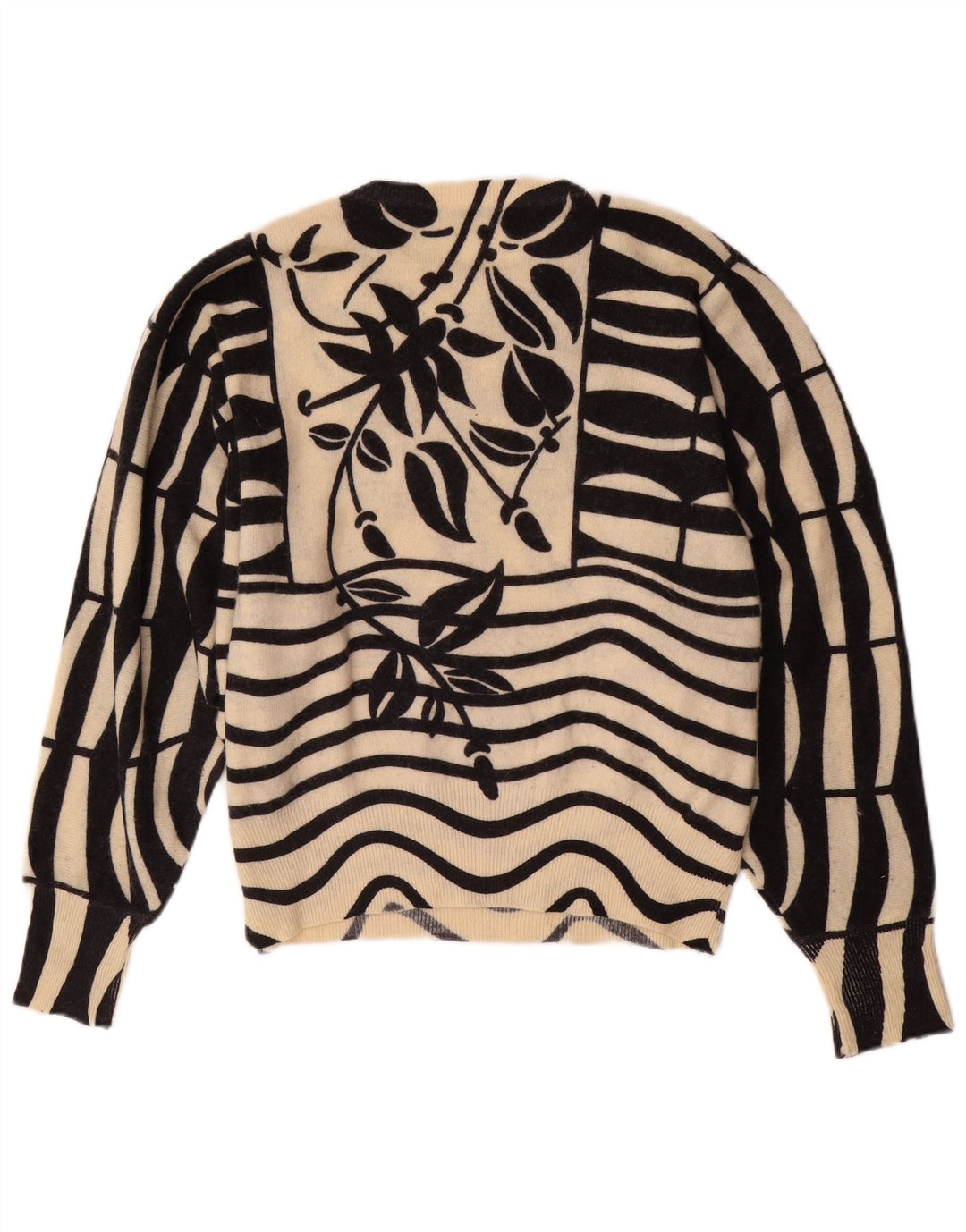 MARLY'S Dame Batwing Crew Neck Jumper Sweater EU 46 XL White Floral