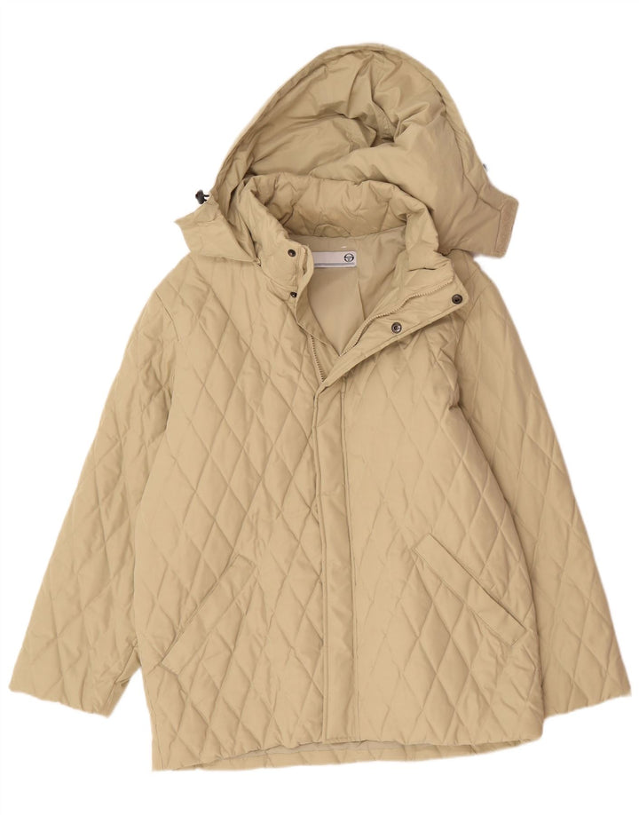 Sergio Tacchini Herre hættejakke quiltet UK 38 Medium Beige Polyester