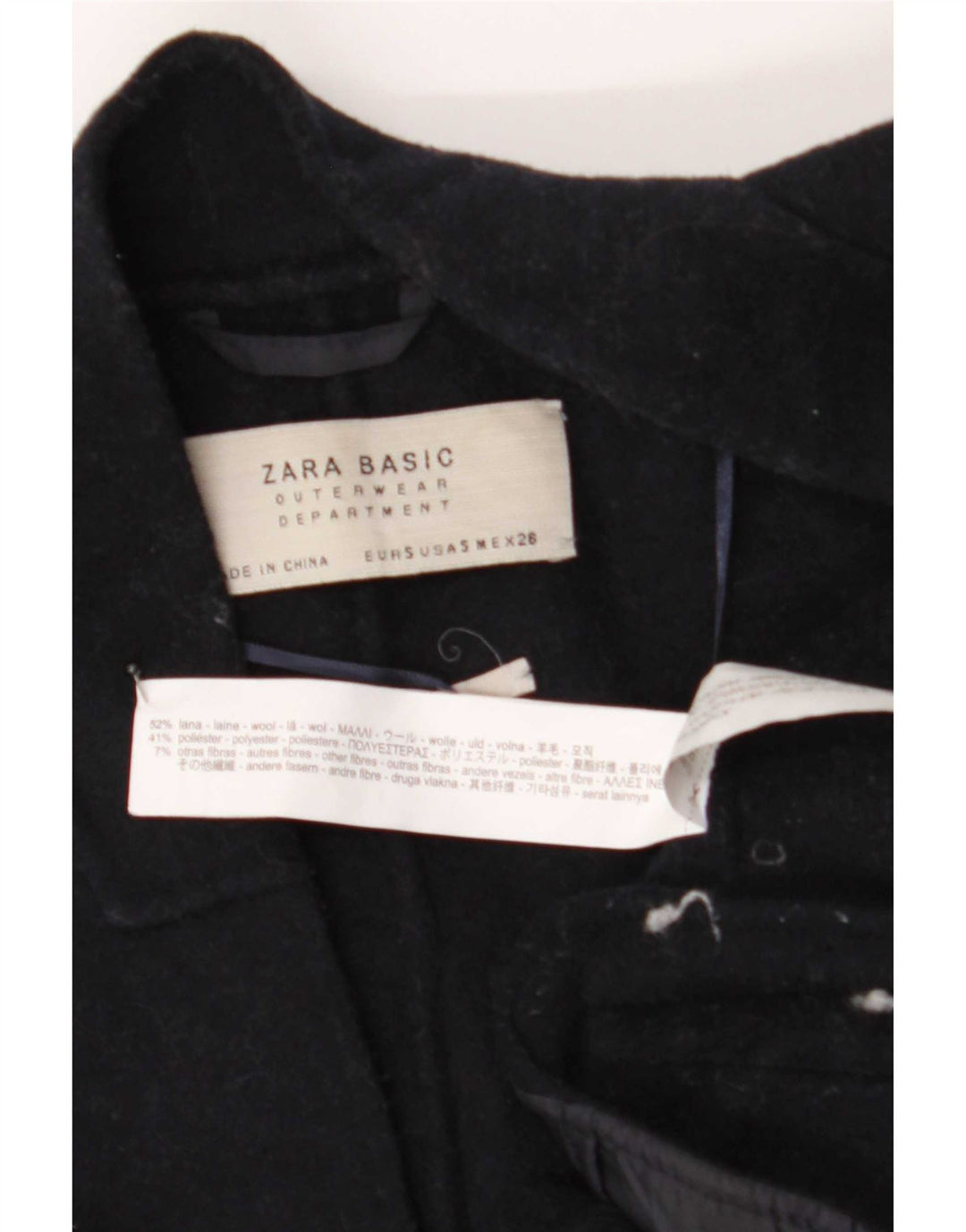 Zara Womens Open Oversized Overfrakke UK 10 Small Navy Blue Wool