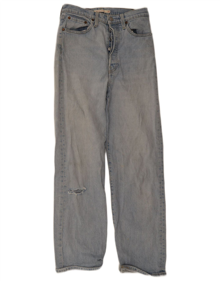 Levi's Dame Ribcage Distressed Straight Jeans W27 L29 Blå Bomuld