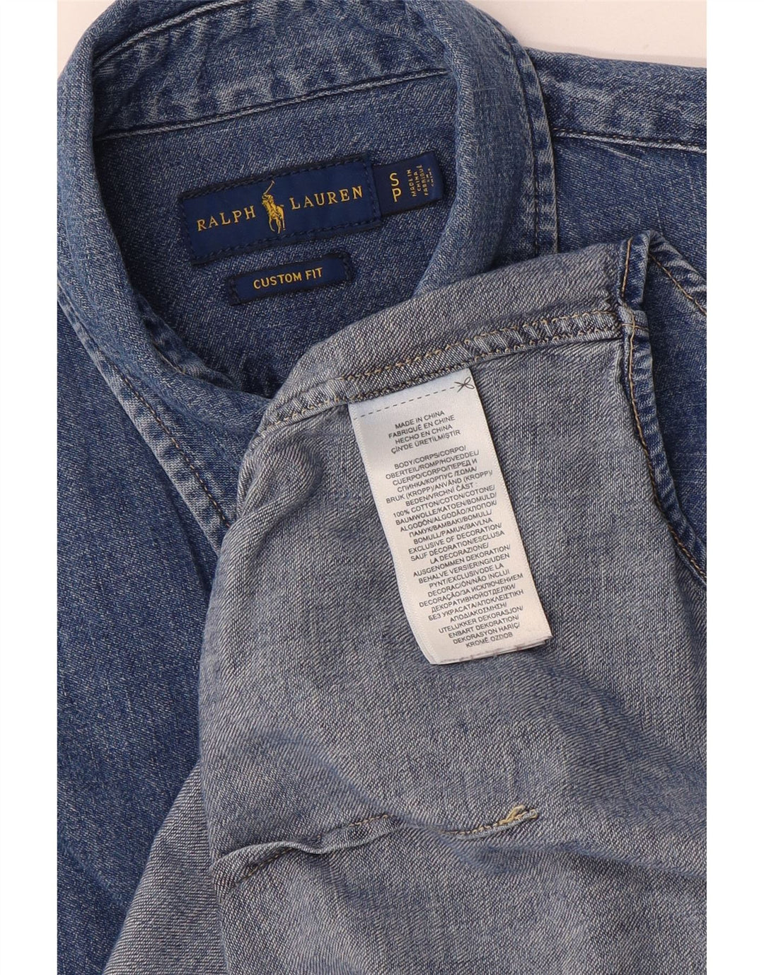 Ralph Lauren Herre Custom Fit denimskjorte lille blå bomuld