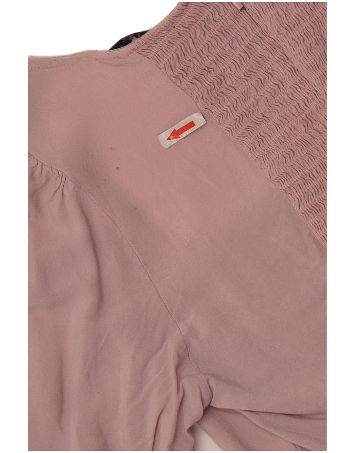 Jack Wills Dame Crop Bluse Top UK 12 Medium Pink Viscose
