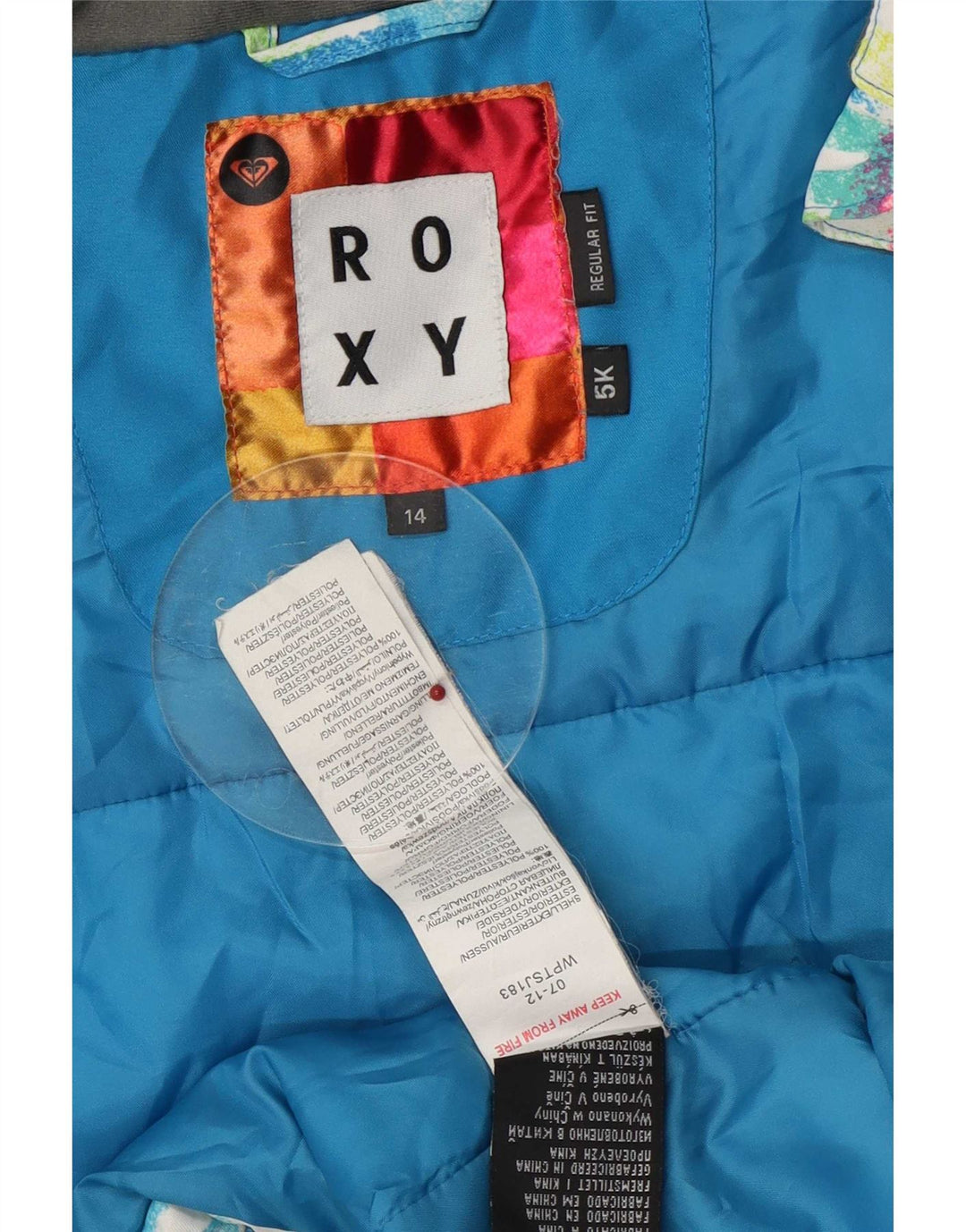 Roxy Dame Hætte Skijakke UK 14 Medium Multicolored Geometric