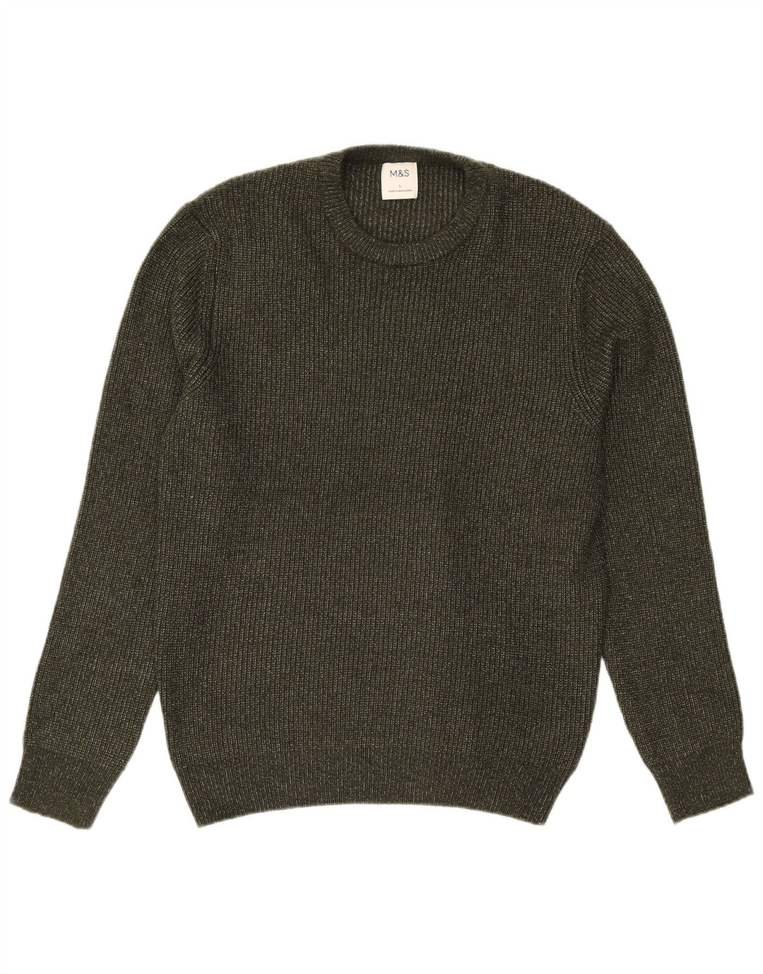 Marks & Spencer Herre sweater med rund hals, stor kaki polyamid